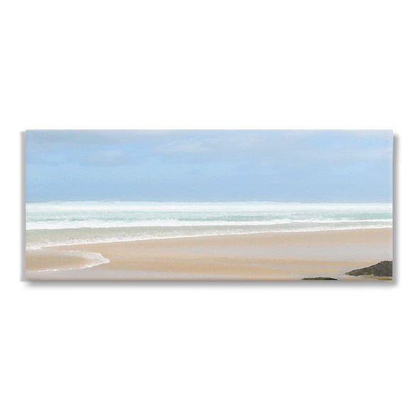 Stupell Industries Panoramic Abstract Shoreline Landscape Painting Gallery Wrapped Canvas Art Print Wall Art, 24 x 10