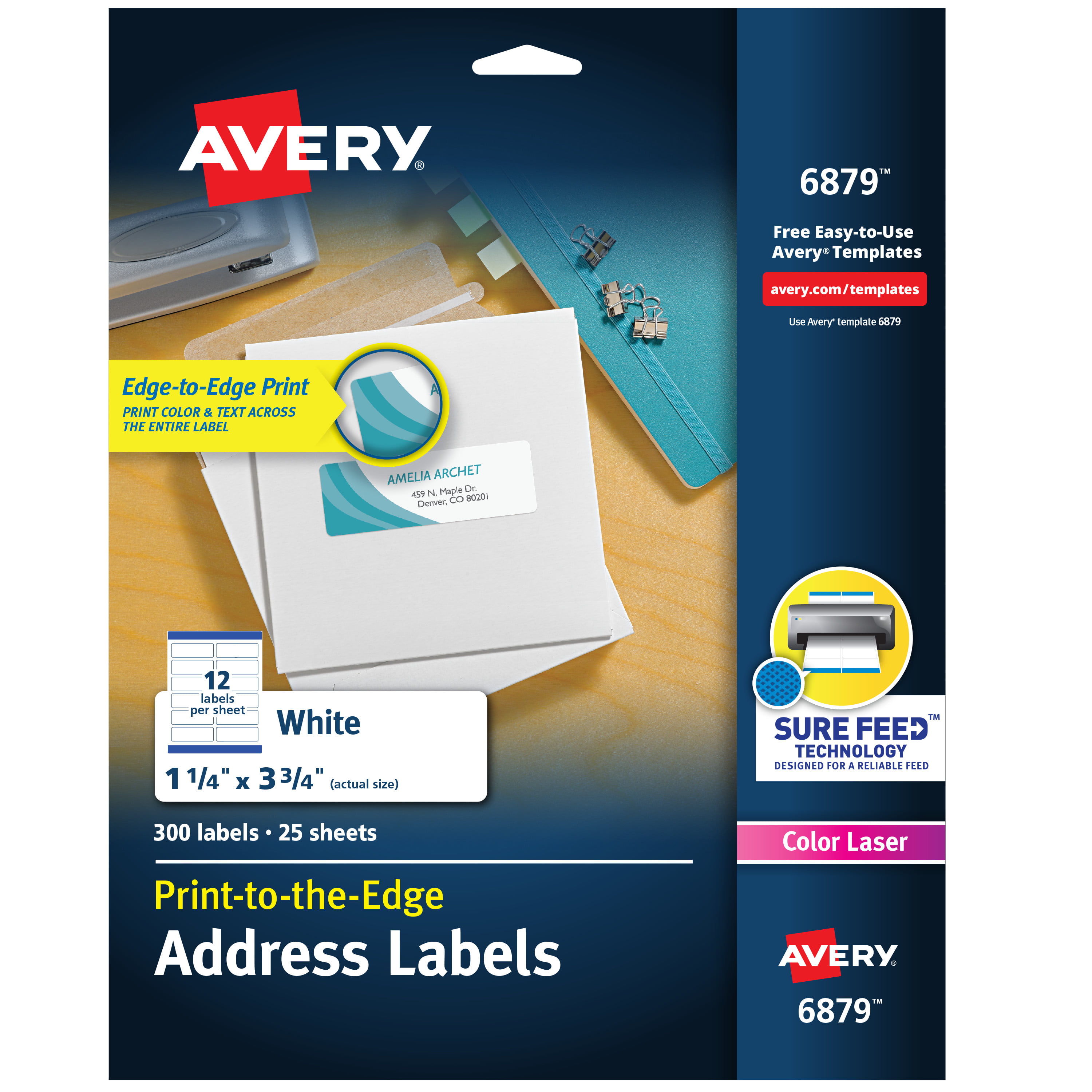 avery print to the edge shipping label 1 14x3 34 300 labels 6879