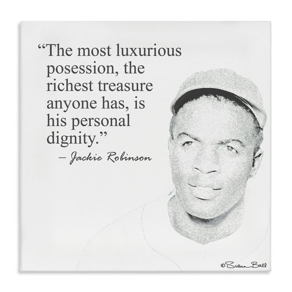 The Stupell Home Decor Collection Personal Dignity Jackie Robinson Quote Black and White Canvas Wall Art