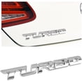 thumbnail image 1 of Turbo Car Emblem, 3D Metal Emblem Badge Sticker with Turbo Letters, Self-Adhesive Turbo Vehicle Fender Rear Trunk Emblem Decal, Universal Car Accessories for Decor (Silver), 1 of 6