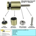 thumbnail image 4 of Stainless Steel 316 Grade 1-31/32 in (50mm) Diameter Adjustable Glass Standoff, 1-31/32 in Projection, Satin Gold Finish, SO-A50SG, 1 Piece, 4 of 5