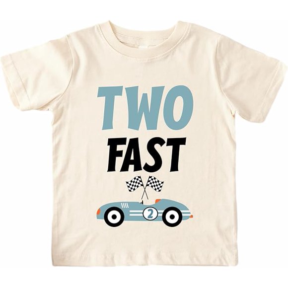 2nd Birthday Boy Shirt – Two Fast Vintage Race Car Baby Boy Birthday Tee