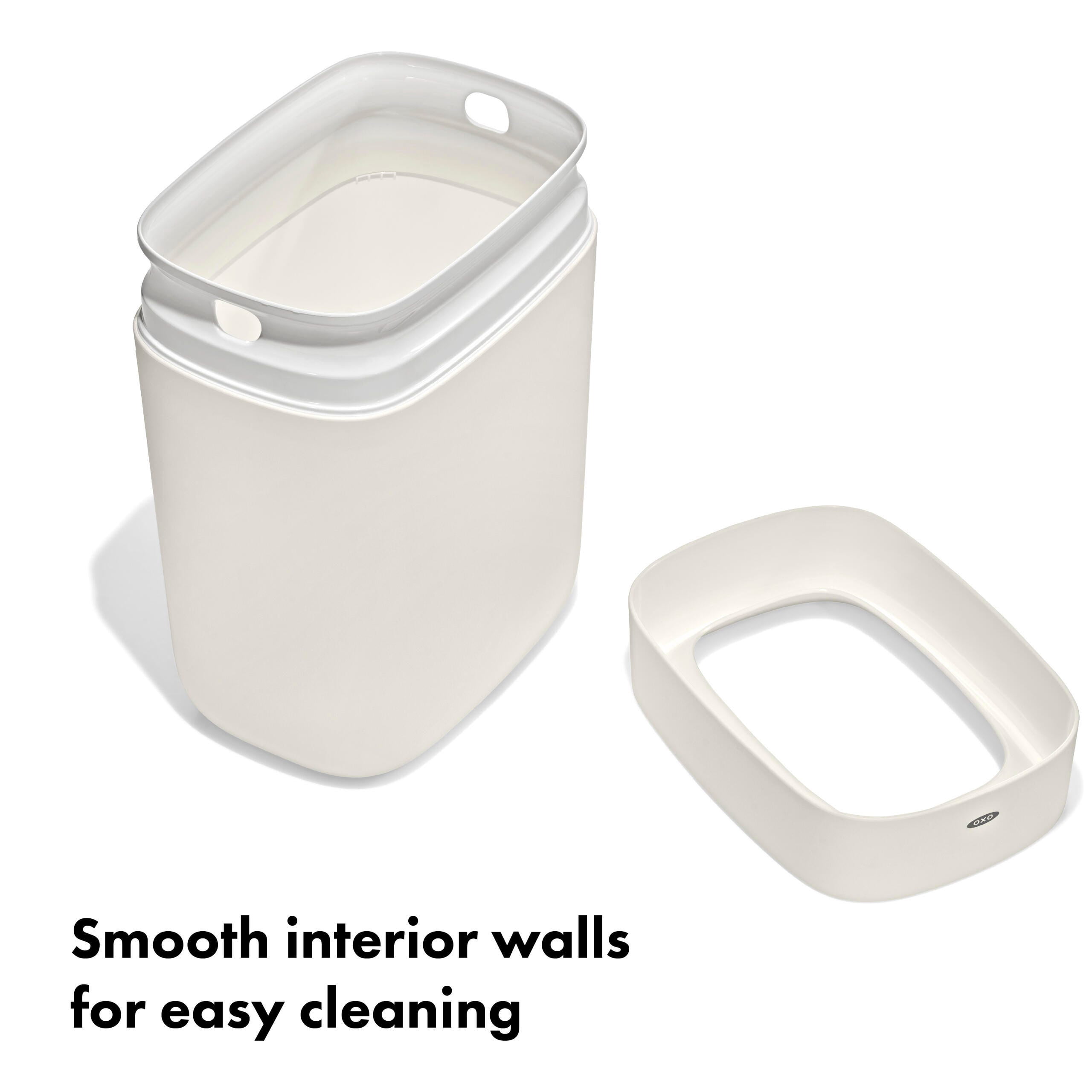 OXO 6L Bathroom Trash Can, Compact Garbage Can for Small Spaces and Under Bathroom Vanity, White