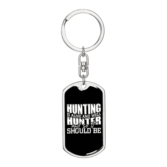 Hunting Hunter Stainless Steel or 18k Gold Premium Swivel Dog Tag Keychain