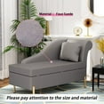thumbnail image 6 of Andeworld Chaise Lounge with Storage, Modern Upholstered Tufted Chaise Lounge Chair Indoor Faux Suede Sofa Recliner Couch for Bedroom Office Living Room -Grey(Right Armrest), 6 of 7