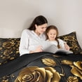 thumbnail image 5 of Homewish Female Men Women Luxury Floral Rose Bedding Comforter Set 2pcs,Vintage Chic Flowers Twin Comforter Sets Microfiber,Black Golden Breathable Bedding Set,Microfiber Bedroom Decor, 5 of 8