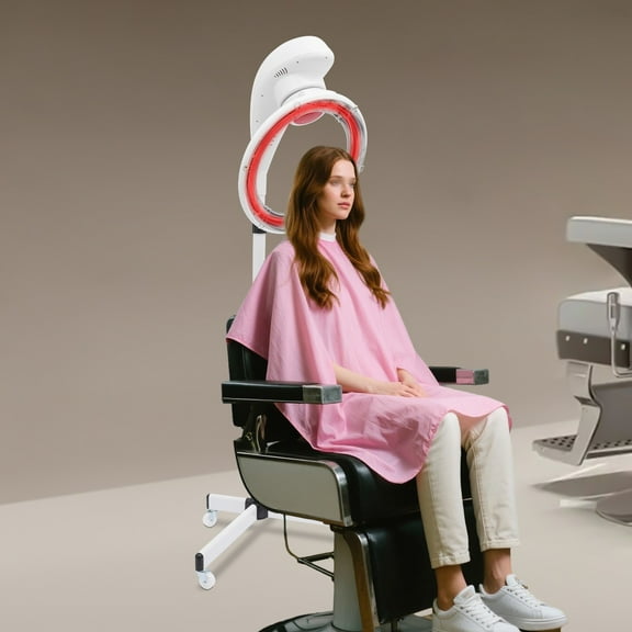 Professional Height Adjustable Stand Hair Dryer with IR Technology & Wheels for Perm Styling Hair Processor, White