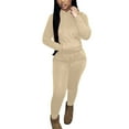 thumbnail image 2 of JMKQLZ Women's Solid Color Sports Casual Comfortable Fashion Plus Velvet Drawstring Hooded Two-piece Set, 2 of 4