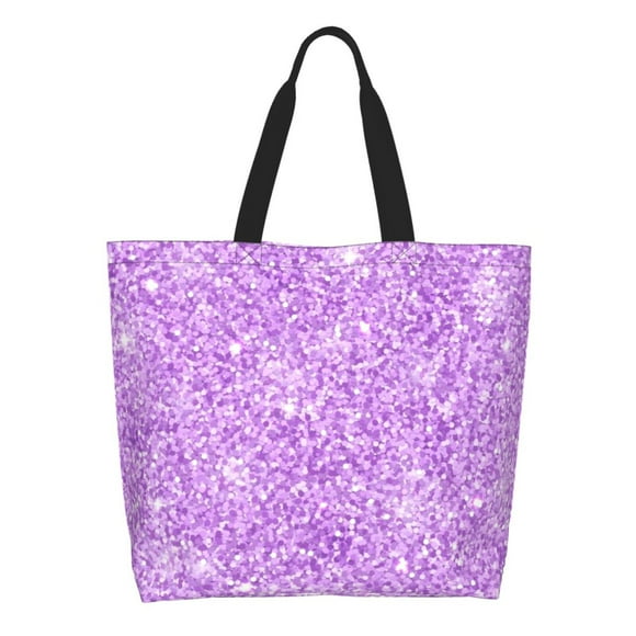 Gaeub Lilac Glittering Tote Bags for Women,Large Capacity Bag Reusable Grocery Shoulder Bag with Inner Pockets