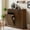 Brown, variant on Haverchair Double Tilt Out Laundry Hamper Cabinet, Modern Fluted Trash Can Cabinets with Drawer, Wooden Hidden Garbage Cabinet for Kitchen and Bathroom