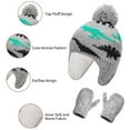 thumbnail image 4 of Childrens Winter Hats with Ear Flaps Gloves Set, Warm Hat Knit Gloves for Ages 4-6 Years Boys and Girls, 4 of 6
