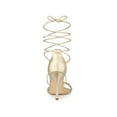 thumbnail image 2 of BLISSFUL STEP Women Woven Strap Lace Up Strappy Stiletto Heel Sandals Gold 7, 2 of 7