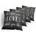 thumbnail image 5 of Ambesonne Saying Throw Pillow Cover 4 Pack, Hand Lettering Typography, 18", Charcoal Grey and White, 5 of 7