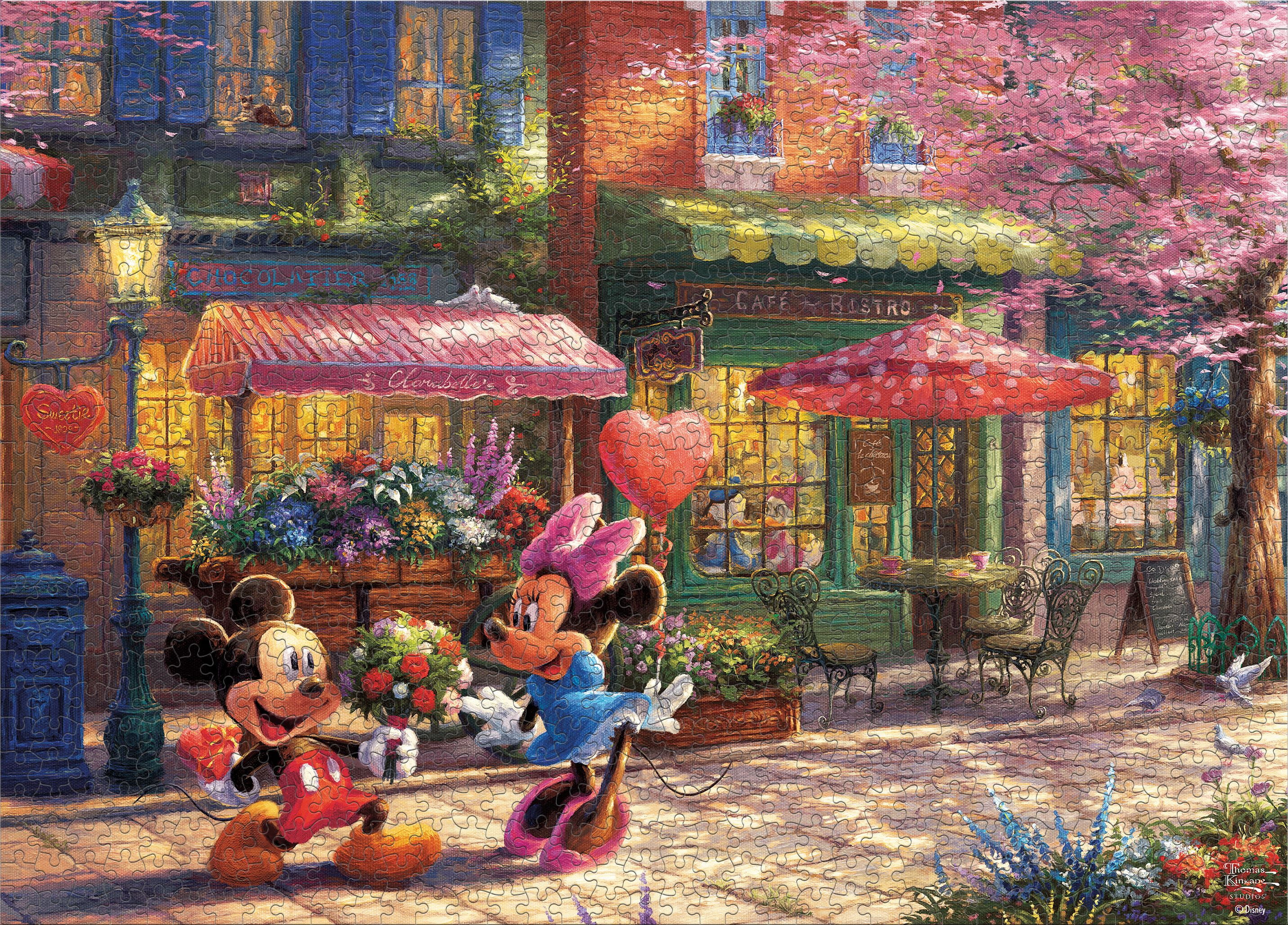 Ceaco 1000 Piece Mickey and Minnie Sweetheart Cafe Interlocking Jigsaw Puzzle