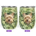 thumbnail image 2 of Happy Yorkshire Terrier Welcome St Patrick's Day Lucky Shamrocks Clover 12oz Stainless Steel Wine Tumbler Insulated Cup with Lid Yorkie Dog Lover Gifts - 22001, 2 of 5