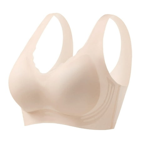 Cavosen Bras for Older Women with Support Ice Silk Seamless Everyday Bras No Underwire Push up Beautiful Back Solid Bralette Oversized Thin Padded Fixed Cup Breathable Underwear