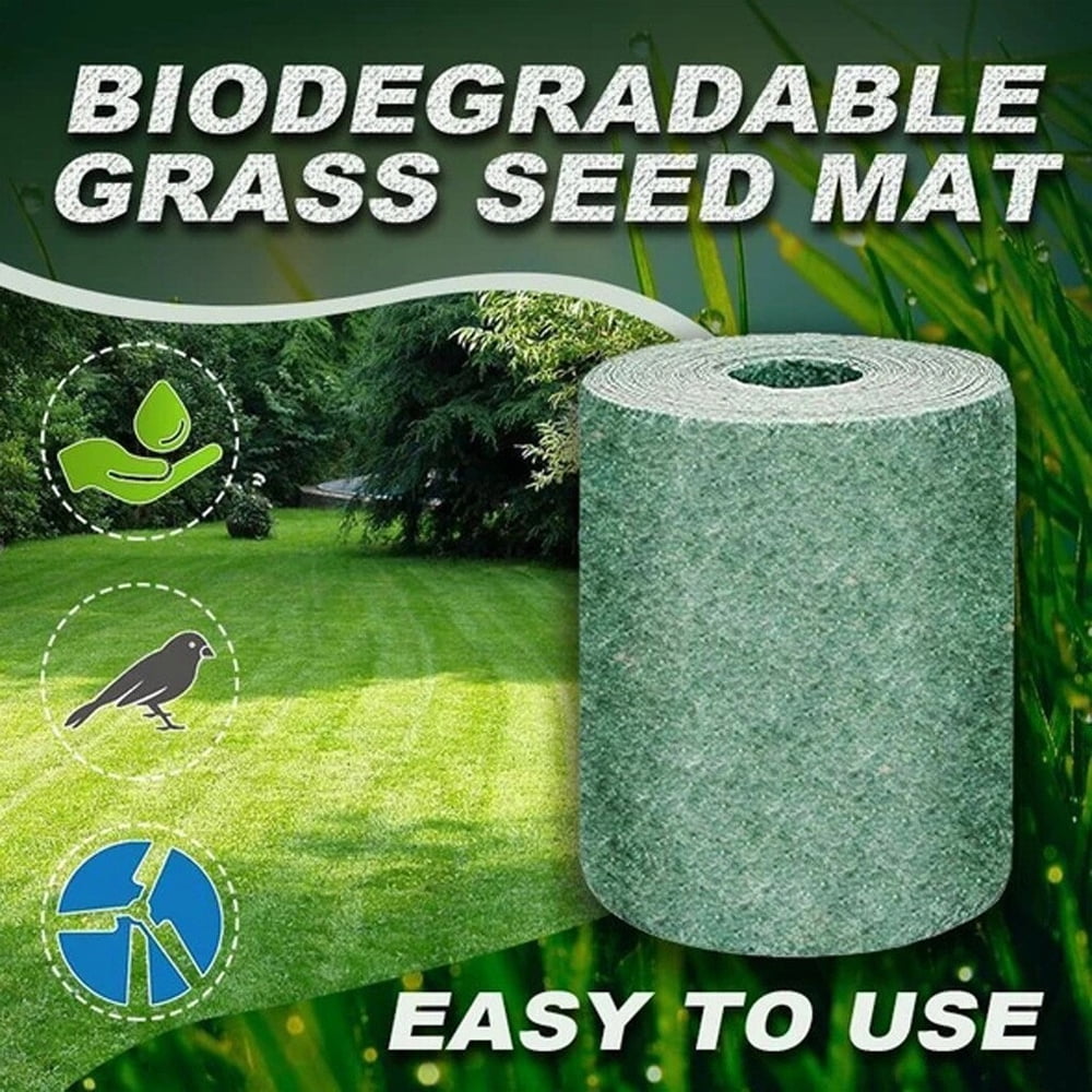 Biodegradable Grass Seed mat Fertilizer Garden Picnic Heat Insulation Moisturizing Shade Garden Lawn Erosion Control Grass Blanket Help Plant Growth and Germination Mat 