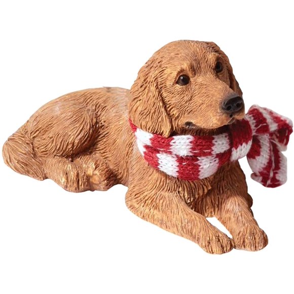 Sandicast XSO12917 Golden Retriever avec Foulard Rouge et Blanche Ornement de Noël