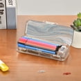 thumbnail image 7 of Plastic Pencil Box Large Capacity Pencil Boxes Clear Boxes with Snap-Tight Lid Stylish Office Supplies Storage Organizer Box Blue and Gold Swirling, 7 of 7