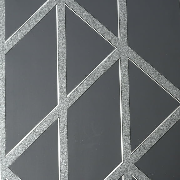 Graham & Brown Panel Glitter Geo Charcoal Wallpaper - N/A