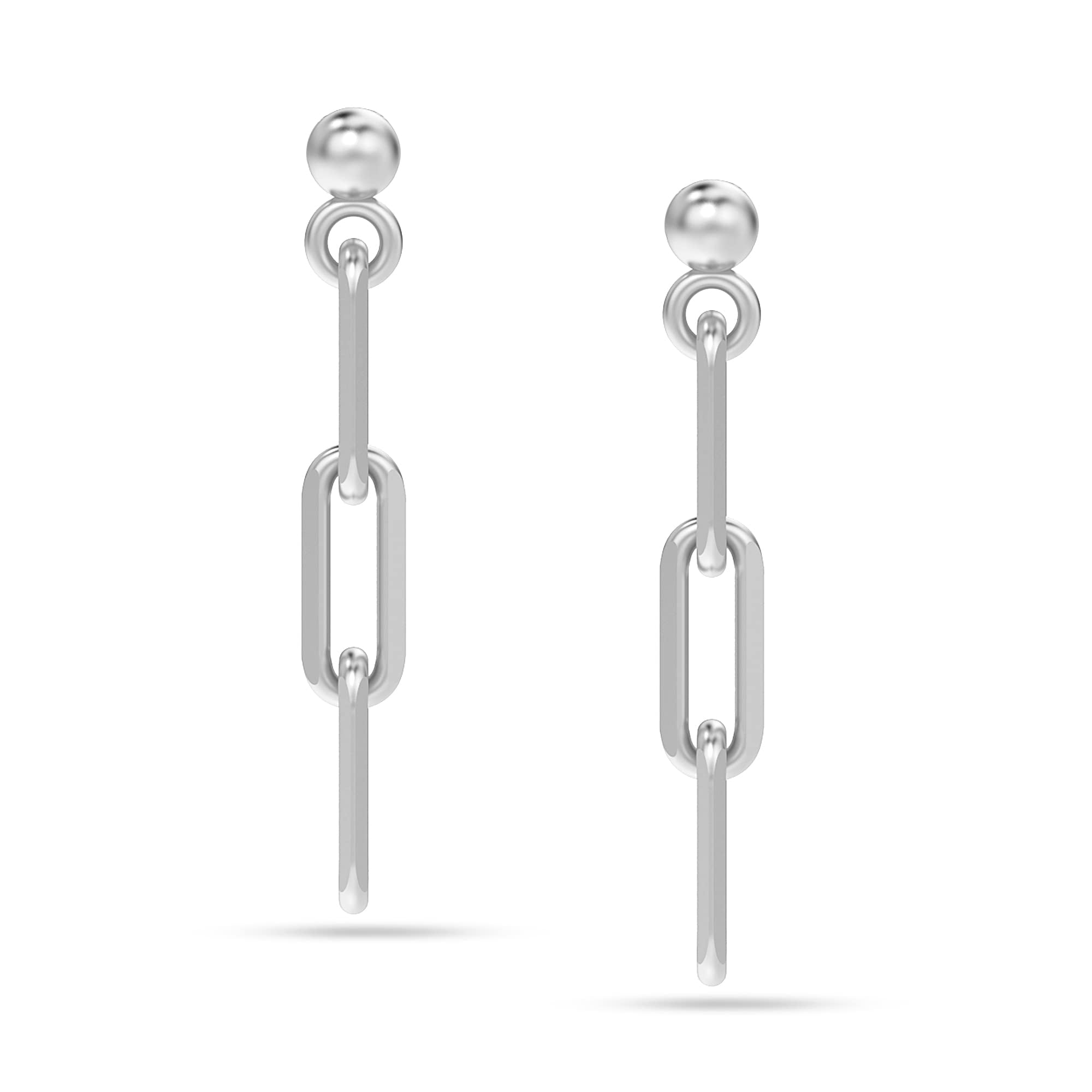 LeCalla 925 Sterling Silver Light-Weight Italian Paper Clip Link-Chain Drop Liner Stud Earrings Jewelry for Women and Teen 30MM