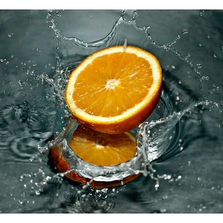 Fruit Splash - Canvas Print Orange Fruit Falling Splash Fresh Water Stretched Canvas 10 x 14