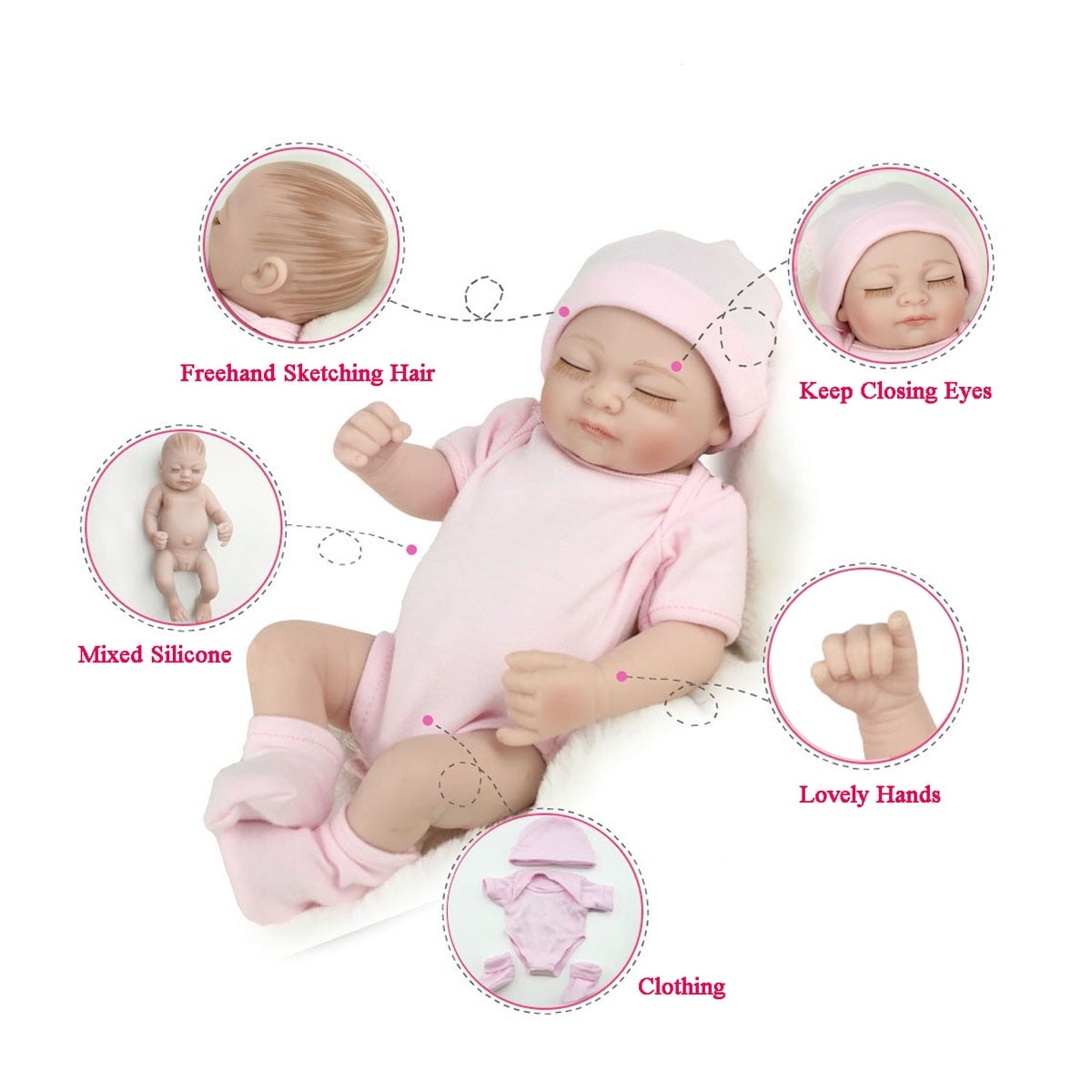 11" Handmade Real Newborn Baby Vinyl Full Body Silicone Realistic Reborn Doll 