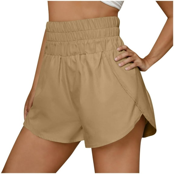 Inleife Fashion Women's High Waisted Elastic Waist Wide Half Shorts Pants Casual Summer Comfortable Pant Khaki XL
