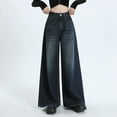 thumbnail image 2 of MIXUE Jeans For Women Denim Solid Color High Waist Wide Leg Loose Fit Casual Pants Outwear,Blue,XS, 2 of 7