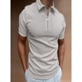 thumbnail image 1 of Polo Uni pour Hommes Manches Courtes Col Rabattu Fermeture Éclair Polo Décontracté Mode Urbaine Été Hauts pour Hommes, 1 of 4