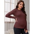 thumbnail image 6 of DARING DIVA Women's Maternity Stretchy Fitted Crew Neck Long Sleeve Tops 2XL Dark Red, 6 of 8