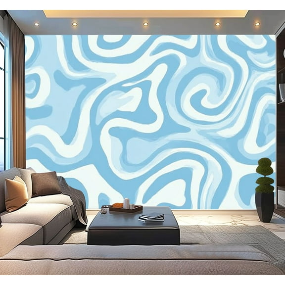Peel and Stick Wallpaper Waterproof Abstract colorful waves Trendy retro psychedelic style Wall Mural Decor Self Adhesive and Removable 100in x 144in