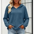 thumbnail image 5 of Perfectbot Womens Lightweight Waffle Knit Hoodie Pullover V Neck Long Sleeve Fall Casual Sweatshirt, 5 of 6