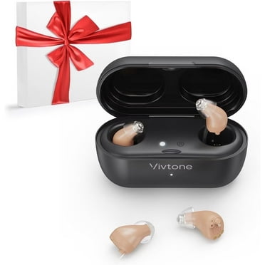 Vivtone Advanced Digital Supermini Rechargeable, Digital Completely-in-the-Canal Hearing Aids Set with Hearing Aids & Accessories, 0.34" x 0.7" x 0.2", Pair