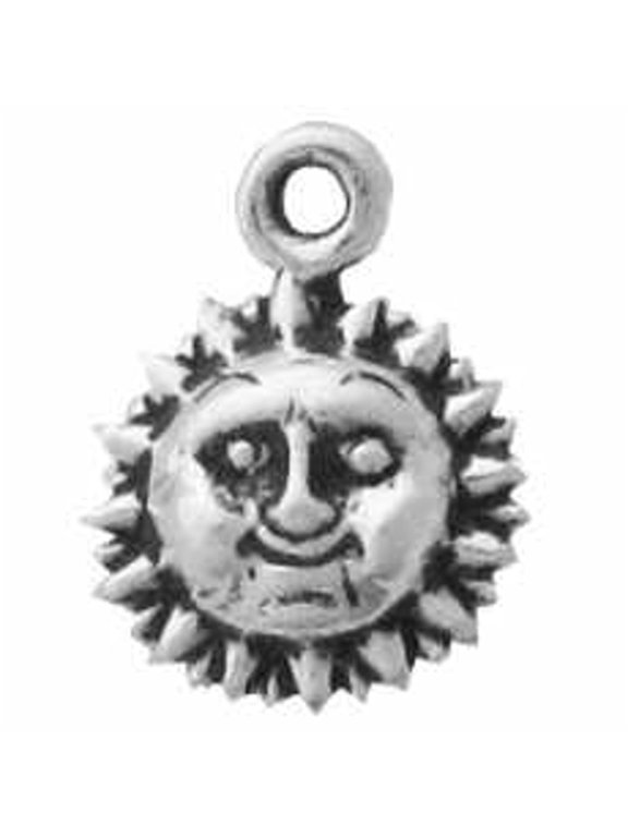 Sterling Silver 30" 1mm Box Chain Mini Smiling Sun Rays Around Face Pendant Necklace