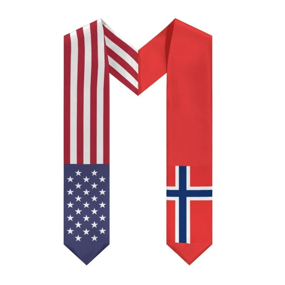 More design Graduation shawl Norway Flag & United States Flag Stole Sash Honor Study Aboard International Students