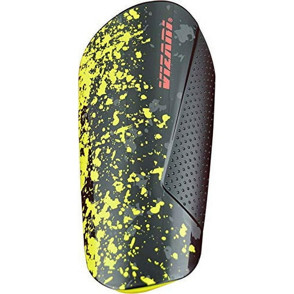 Vizari 'Elite' Slip-in Soccer Shin Guards with Compression Sleeve Black/Yellow/Red Size L