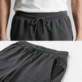 thumbnail image 6 of Elvqul Men's Casual Drawstring Shorts Polyester Blend Knee-Length Solid Color — Elastic Waistband Relaxed Fit Lightweight Breathable Summer Beach Gym Vacation Shorts, 6 of 8