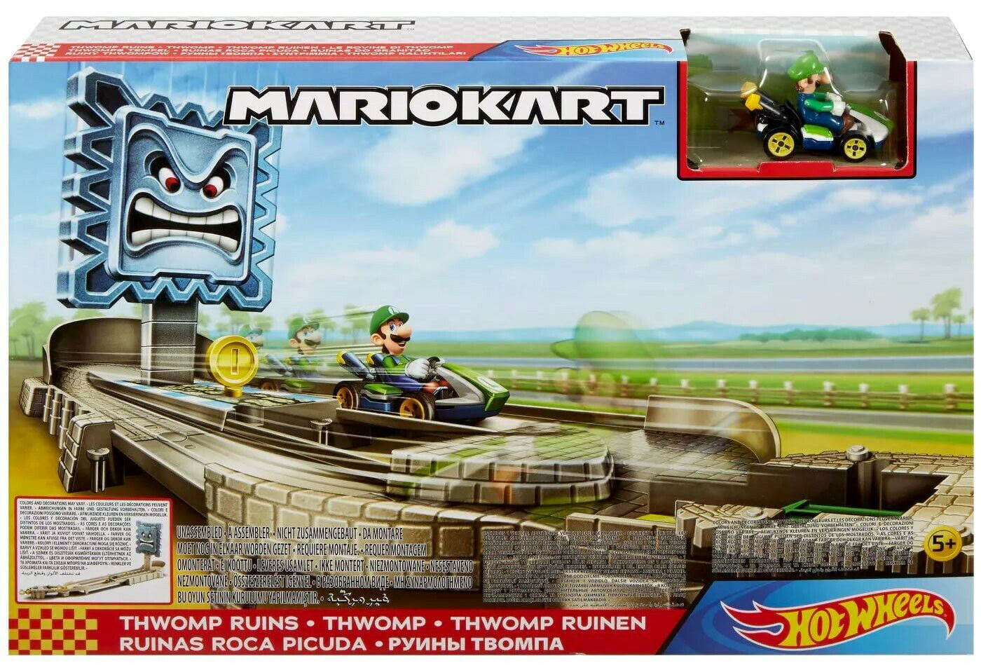 Hot Wheels Mario Kart Thwomp Ruins Track Set with Luigi - Walmart.com.