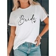 thumbnail image 1 of Women's "T-EaM BRiDe" Graphic Black T-Shirt - Slim Fit, Round Neck, Short Sleeve, Cotton, Semi-Sheer For Spring/Summer Casual Wear, Bridal Party Apparel | Casual Chic Style | Knit Texture, 1 of 6