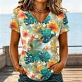 thumbnail image 2 of Sewkxo Womens Summer Tops Short Sleeve Casual Shirts Floral Tee Trendy 2026 Basics V Neck Plain Tshirt,Orange 3XL, 2 of 5
