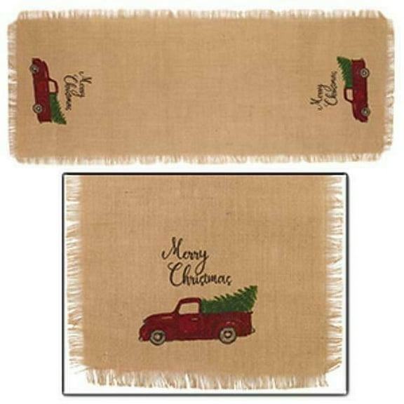 The Country House Collection 'Merry Christmas' Vintage Truck Burlap Table Runner