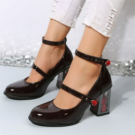 

YYYTop Women s Chunky Block Low Heels Pumps Heels for Women Women Dry Rose Thick Heel High Heels French Vintage Single Shoes Office Shoes for Women Summer Savings