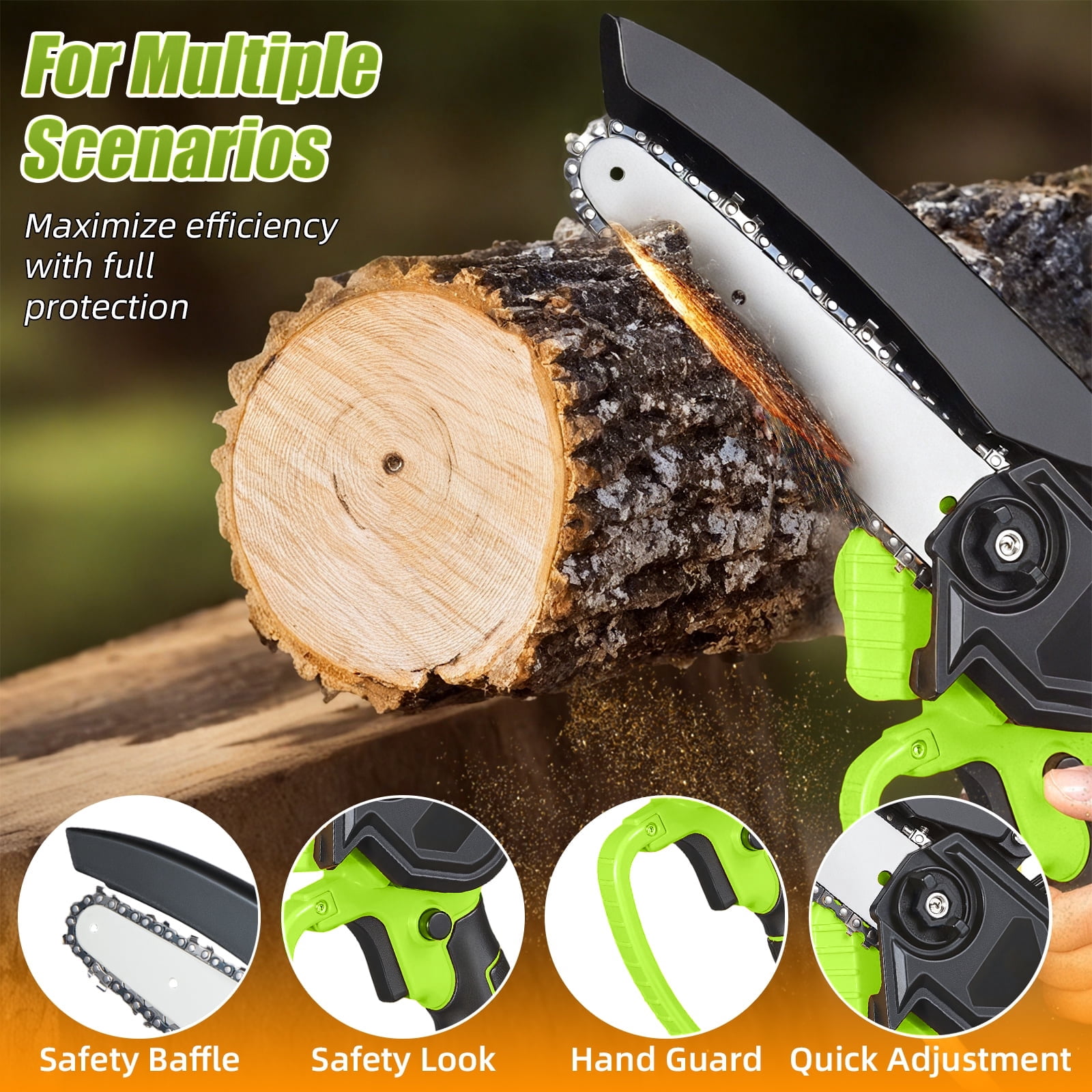 Paddsun Mini Chainsaw Cordless, 6 Inch Electric Chainsaw with 2 Battery, Handheld Battery Powered Chain Saw Gardening Tools Saw for Wood Tree Cutting