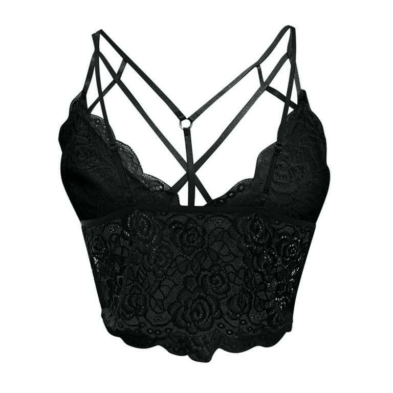 Buy Black Lace Crop Bralette Top With Lining 