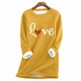 thumbnail image 4 of zaveiop Womens Love Print Sherpa Lined Sweatshirt Warm Winter Crewneck Long Sleeve Thick Fleece Pullover Loose Casual Thermal Tunic Tops (Z3-Yellow, XL), 4 of 4