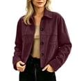thumbnail image 2 of Tqcoqu Suede Jackets for Women,2026 Casual Button Down Cropped Jacket,Fall Long Sleeve Outerwear Coats Work Office Clothes, 2 of 6