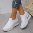 thumbnail image 3 of Wedge Sneakers for Women Elastic Knitted Mesh Glitter Rhinestone Slip on Tennis Shoes Arch Support Casual Walking Shoes Breathable Loafers White Size 8.5, 3 of 6