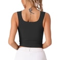 thumbnail image 3 of INSPIRE CHIC Mother's Day Women's Ribbed Tank Top with Built-In Bra Slim Fit Square Neck Undershirt M Black, 3 of 5