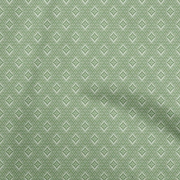 oneOone Cotton Poplin Green Fabric Asian Ikat Fabric For Sewing Printed Craft Fabric By The Yard 56 Inch Wide